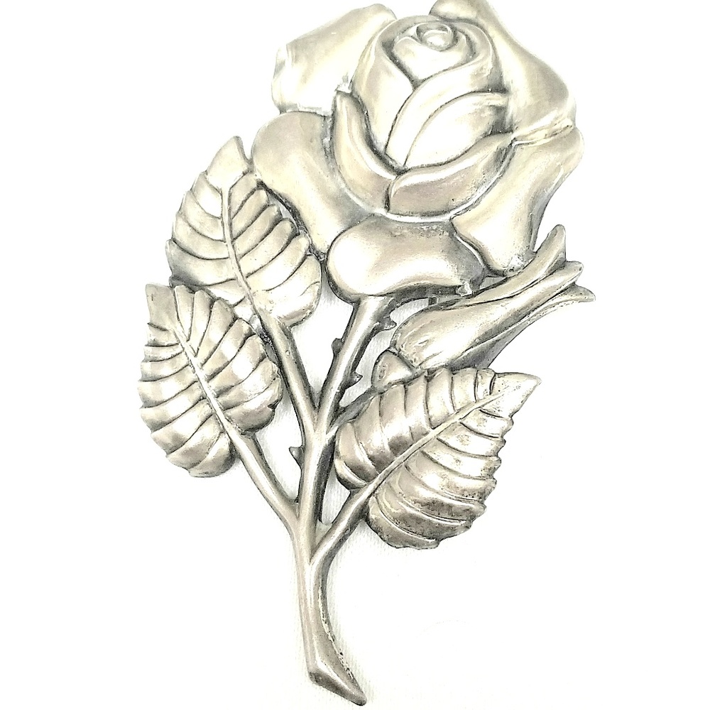 Brooch: Rose Sterling Brooch Vintage Danecraft